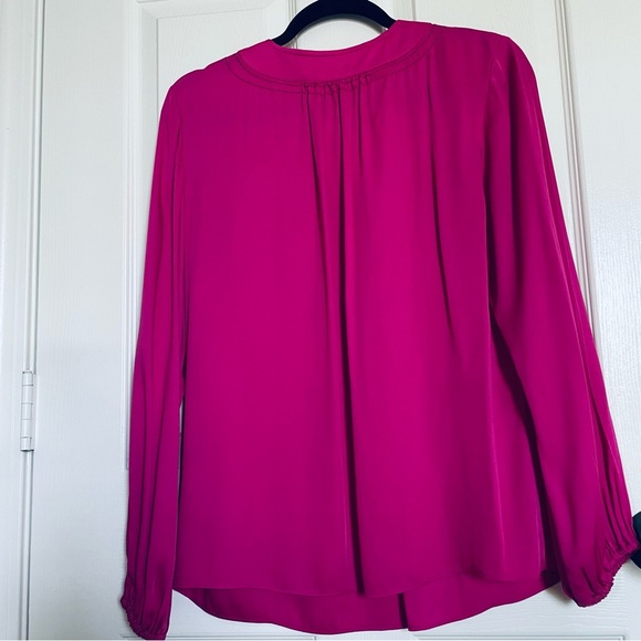 Trina Turk Fuchsia Pink Silk blend Career Coquette long sleeve Blouse Small - Picture 4 of 8